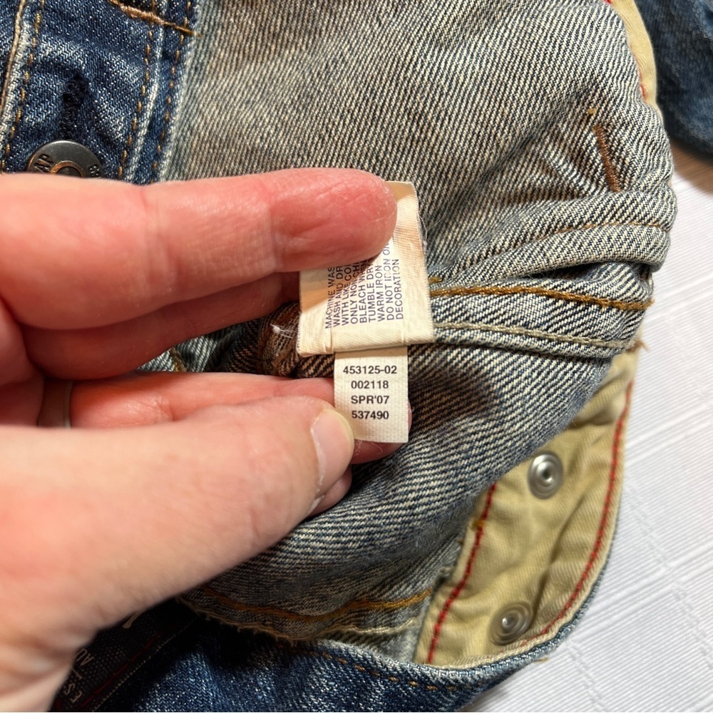 GAP Kids Classic Y2K Blue Jean Jacket Distressed Size XS 4-5 100% Cotton Western - Picture 10 of 14